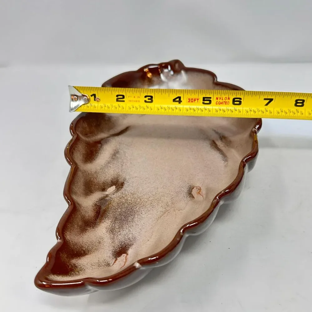 Vintage Frankoma Pottery 226 Leaf Dish Plainsman Brown Ceramic Bowl Tray MCM